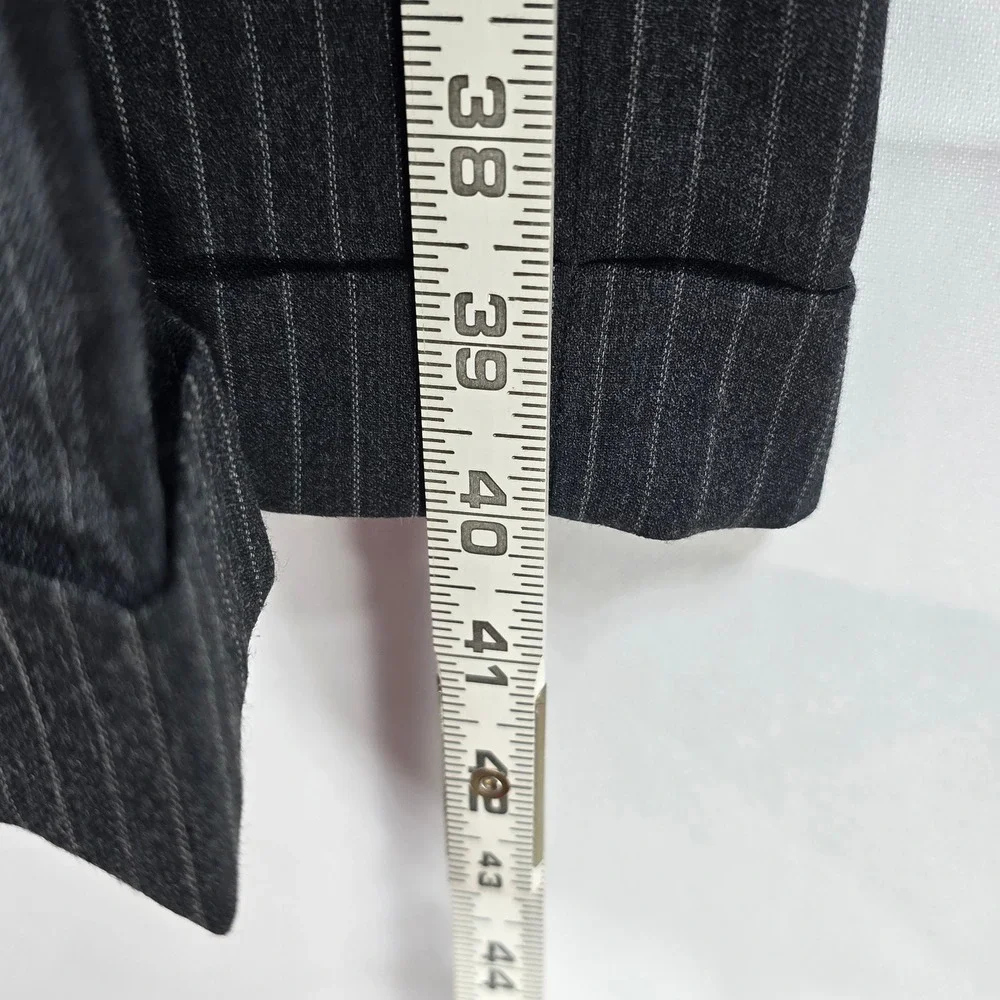 J. Ferrar Wool Pinstripe‎ Suit Set Blazer & Trousers Dark Gray Men's 48R, 37x29